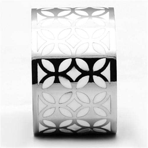 TK677 - High polished (no plating) Stainless Steel Ring with Epoxy in White - Alamode - Flyclothing LLC