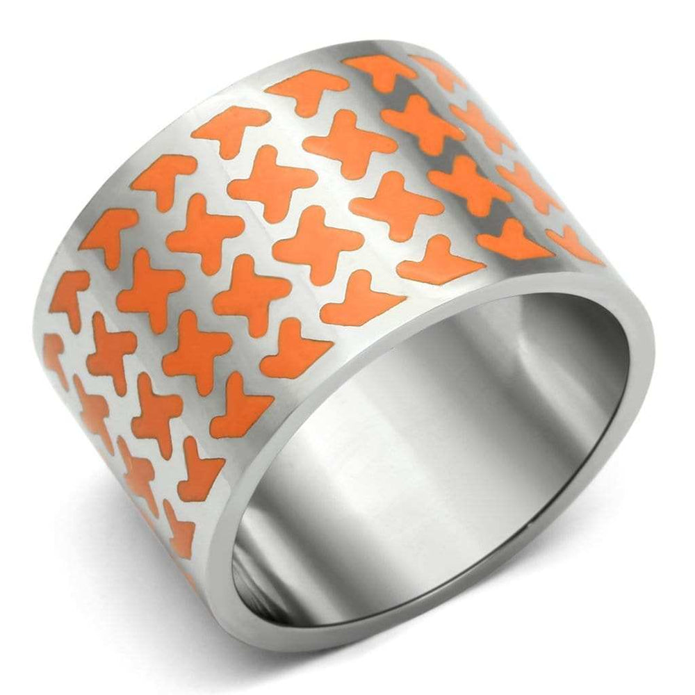 TK679 - High polished (no plating) Stainless Steel Ring with Epoxy in Orange - Alamode - Flyclothing LLC