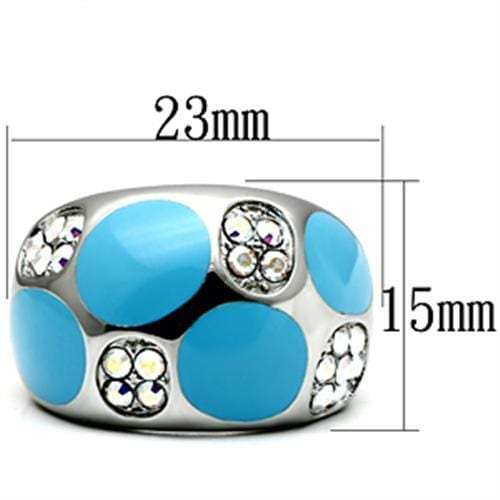 TK687 - High polished (no plating) Stainless Steel Ring with Top Grade Crystal in Aurora Borealis (Rainbow Effect) - Alamode - Flyclothing LLC