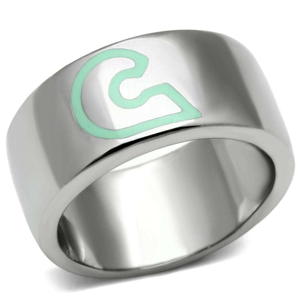 TK689 - High polished (no plating) Stainless Steel Ring with Epoxy in Multi Color - Alamode - Flyclothing LLC