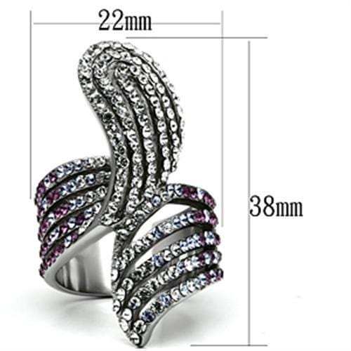 TK691 - High polished (no plating) Stainless Steel Ring with Top Grade Crystal in Multi Color - Alamode - Flyclothing LLC