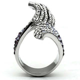 TK691 - High polished (no plating) Stainless Steel Ring with Top Grade Crystal in Multi Color - Alamode - Flyclothing LLC