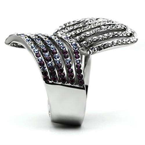 TK691 - High polished (no plating) Stainless Steel Ring with Top Grade Crystal in Multi Color - Alamode - Flyclothing LLC