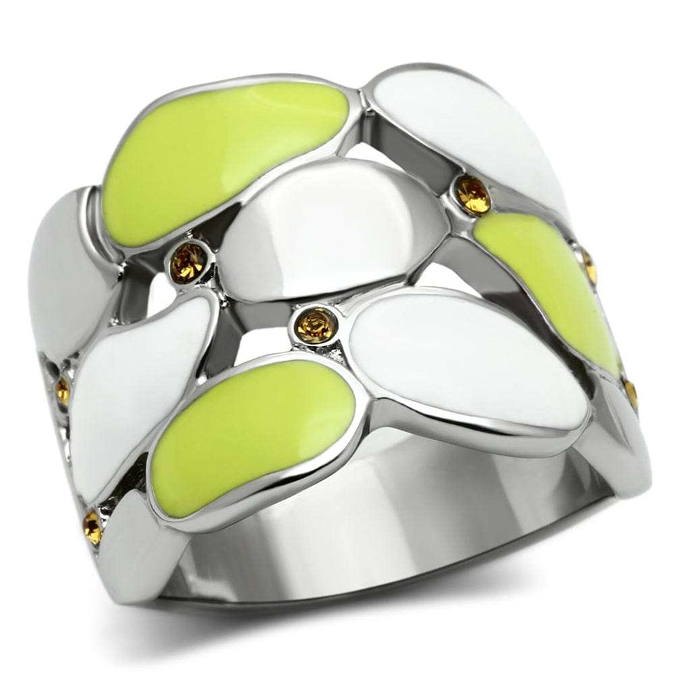 TK693 - High polished (no plating) Stainless Steel Ring with Top Grade Crystal in Topaz - Alamode - Flyclothing LLC