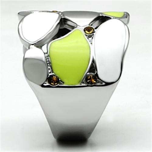 TK693 - High polished (no plating) Stainless Steel Ring with Top Grade Crystal in Topaz - Alamode - Flyclothing LLC