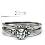 TK694 - High polished (no plating) Stainless Steel Ring with AAA Grade CZ in Clear - Alamode - Flyclothing LLC