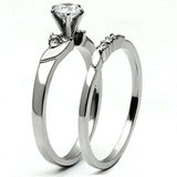 TK694 - High polished (no plating) Stainless Steel Ring with AAA Grade CZ in Clear - Alamode - Flyclothing LLC