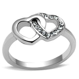TK695 - High polished (no plating) Stainless Steel Ring with Top Grade Crystal in Clear - Alamode - Flyclothing LLC