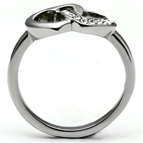 TK695 - High polished (no plating) Stainless Steel Ring with Top Grade Crystal in Clear - Alamode - Flyclothing LLC