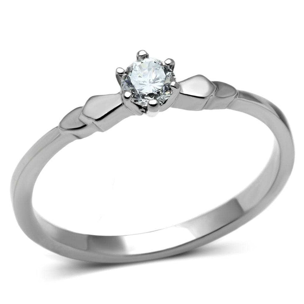 TK697 - High polished (no plating) Stainless Steel Ring with AAA Grade CZ in Clear - Alamode - Flyclothing LLC