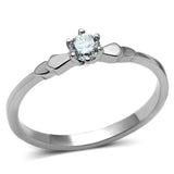TK697 - High polished (no plating) Stainless Steel Ring with AAA Grade CZ in Clear - Alamode - Flyclothing LLC