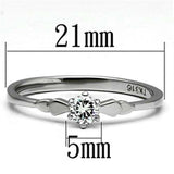 TK697 - High polished (no plating) Stainless Steel Ring with AAA Grade CZ in Clear - Alamode - Flyclothing LLC