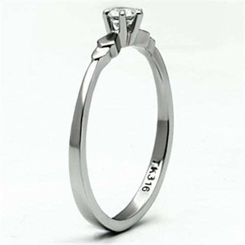 TK697 - High polished (no plating) Stainless Steel Ring with AAA Grade CZ in Clear - Alamode - Flyclothing LLC