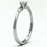TK697 - High polished (no plating) Stainless Steel Ring with AAA Grade CZ in Clear - Alamode - Flyclothing LLC