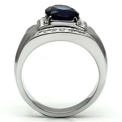 TK699 - High polished (no plating) Stainless Steel Ring with Synthetic Synthetic Glass in Montana - Alamode - Flyclothing LLC