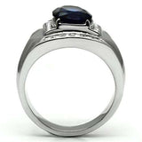 TK699 - High polished (no plating) Stainless Steel Ring with Synthetic Synthetic Glass in Montana - Alamode - Flyclothing LLC
