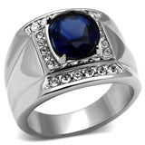 TK699 - High polished (no plating) Stainless Steel Ring with Synthetic Synthetic Glass in Montana - Alamode - Flyclothing LLC