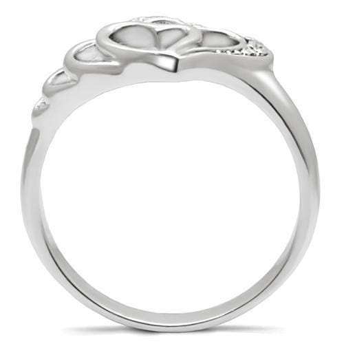 TK6X179 - High polished (no plating) Stainless Steel Ring with AAA Grade CZ in Clear - Alamode - Flyclothing LLC