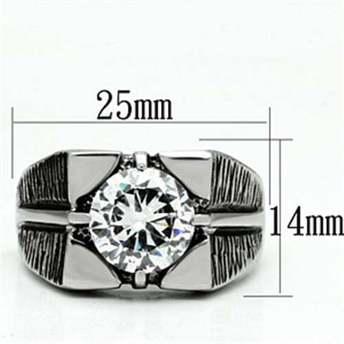 TK701 - High polished (no plating) Stainless Steel Ring with AAA Grade CZ in Clear - Alamode - Flyclothing LLC