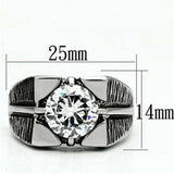 TK701 - High polished (no plating) Stainless Steel Ring with AAA Grade CZ in Clear - Alamode - Flyclothing LLC