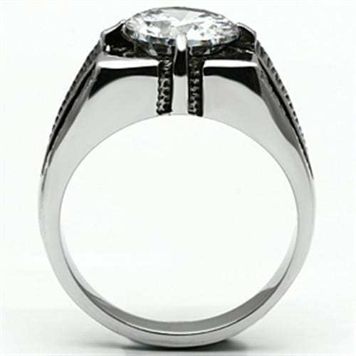 TK701 - High polished (no plating) Stainless Steel Ring with AAA Grade CZ in Clear - Alamode - Flyclothing LLC