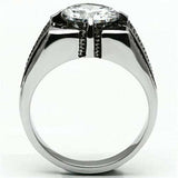 TK701 - High polished (no plating) Stainless Steel Ring with AAA Grade CZ in Clear - Alamode - Flyclothing LLC