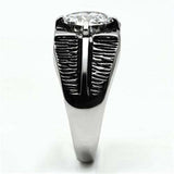 TK701 - High polished (no plating) Stainless Steel Ring with AAA Grade CZ in Clear - Alamode - Flyclothing LLC