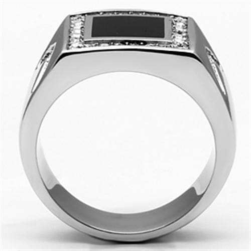 TK702 - High polished (no plating) Stainless Steel Ring with Top Grade Crystal in Clear - Alamode - Flyclothing LLC