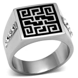 TK703 - High polished (no plating) Stainless Steel Ring with Top Grade Crystal in Clear - Alamode - Flyclothing LLC