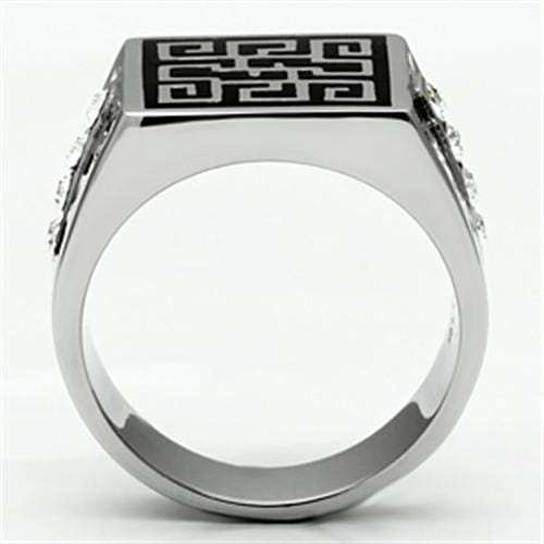 TK703 - High polished (no plating) Stainless Steel Ring with Top Grade Crystal in Clear - Alamode - Flyclothing LLC