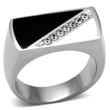 TK704 - High polished (no plating) Stainless Steel Ring with Top Grade Crystal in Clear - Alamode - Flyclothing LLC
