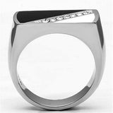 TK704 - High polished (no plating) Stainless Steel Ring with Top Grade Crystal in Clear - Alamode - Flyclothing LLC