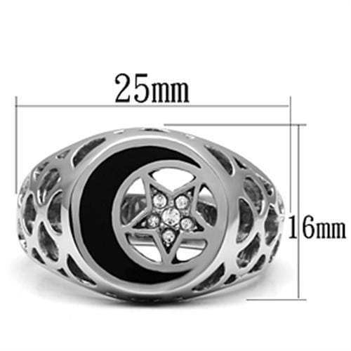 TK706 - High polished (no plating) Stainless Steel Ring with Top Grade Crystal in Clear - Alamode - Flyclothing LLC