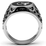 TK706 - High polished (no plating) Stainless Steel Ring with Top Grade Crystal in Clear - Alamode - Flyclothing LLC