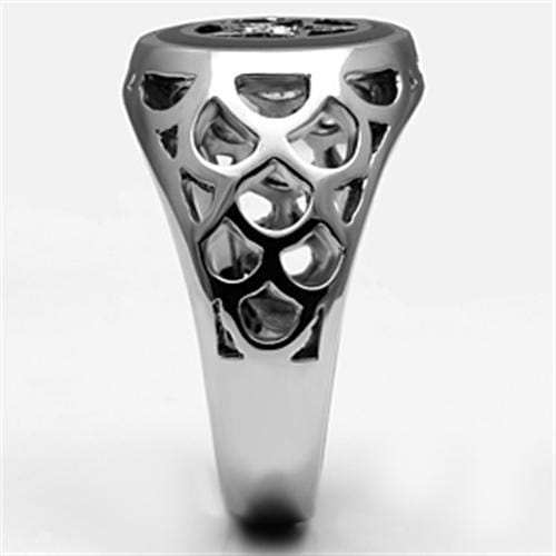 TK706 - High polished (no plating) Stainless Steel Ring with Top Grade Crystal in Clear - Alamode - Flyclothing LLC