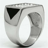 TK707 - High polished (no plating) Stainless Steel Ring with Top Grade Crystal in Clear - Alamode - Flyclothing LLC