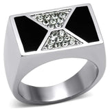 TK708 - High polished (no plating) Stainless Steel Ring with Top Grade Crystal in Clear - Alamode - Flyclothing LLC