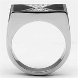 TK708 - High polished (no plating) Stainless Steel Ring with Top Grade Crystal in Clear - Alamode - Flyclothing LLC