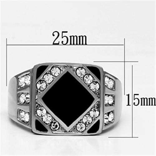 TK710 - High polished (no plating) Stainless Steel Ring with Top Grade Crystal in Clear - Alamode - Flyclothing LLC