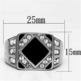TK710 - High polished (no plating) Stainless Steel Ring with Top Grade Crystal in Clear - Alamode - Flyclothing LLC
