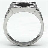 TK710 - High polished (no plating) Stainless Steel Ring with Top Grade Crystal in Clear - Alamode - Flyclothing LLC