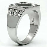 TK710 - High polished (no plating) Stainless Steel Ring with Top Grade Crystal in Clear - Alamode - Flyclothing LLC
