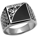 TK711 - High polished (no plating) Stainless Steel Ring with Top Grade Crystal in Clear - Alamode - Flyclothing LLC