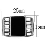 TK712 - High polished (no plating) Stainless Steel Ring with Top Grade Crystal in Clear - Alamode - Flyclothing LLC