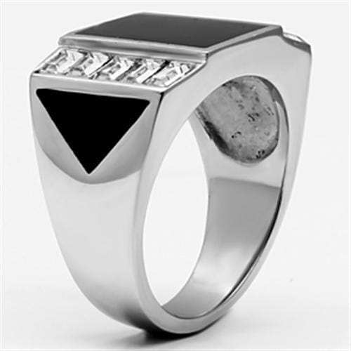 TK712 - High polished (no plating) Stainless Steel Ring with Top Grade Crystal in Clear - Alamode - Flyclothing LLC