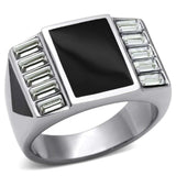 TK712 - High polished (no plating) Stainless Steel Ring with Top Grade Crystal in Clear - Alamode - Flyclothing LLC
