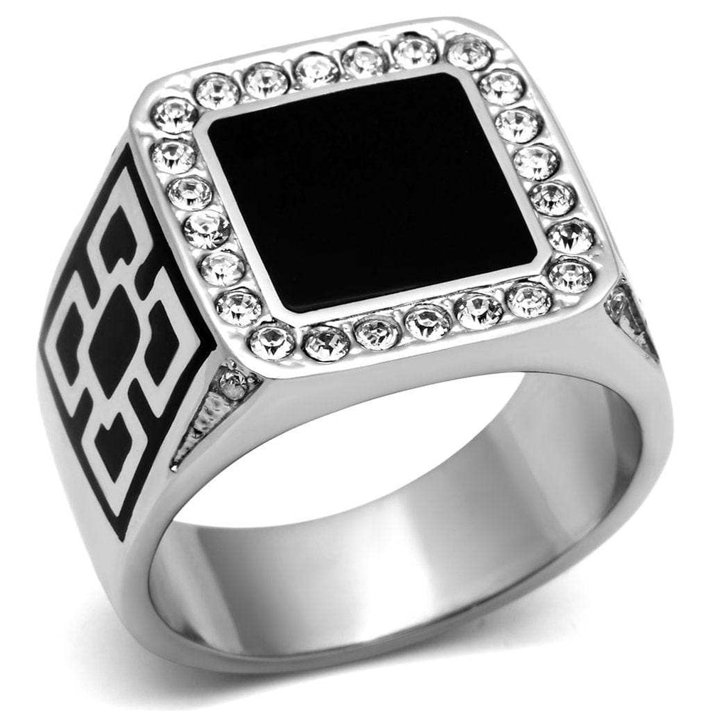 TK713 - High polished (no plating) Stainless Steel Ring with Top Grade Crystal in Clear - Alamode - Flyclothing LLC