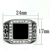 TK713 - High polished (no plating) Stainless Steel Ring with Top Grade Crystal in Clear - Alamode - Flyclothing LLC