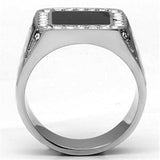 TK713 - High polished (no plating) Stainless Steel Ring with Top Grade Crystal in Clear - Alamode - Flyclothing LLC