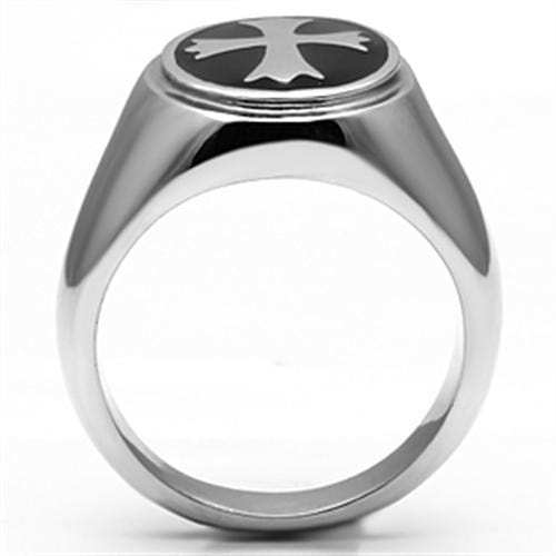 TK714 - High polished (no plating) Stainless Steel Ring with Epoxy in Jet - Alamode - Flyclothing LLC